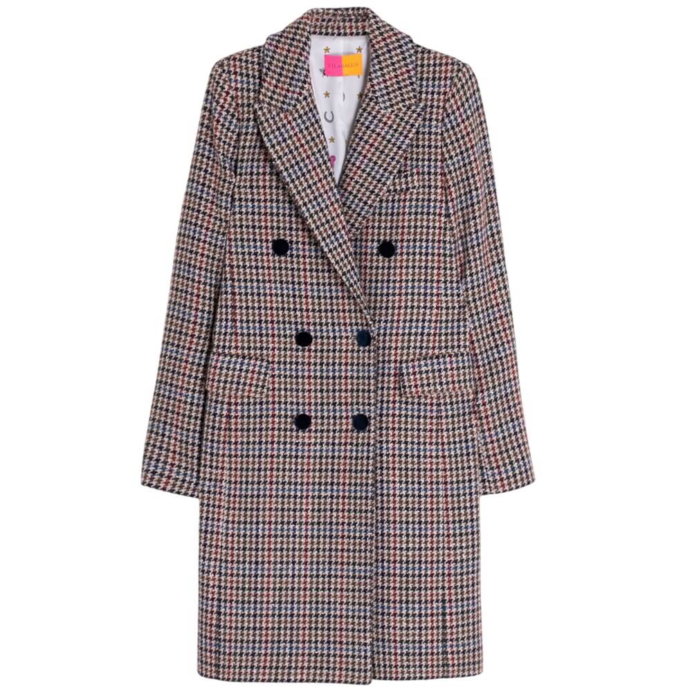 Vilagallo Houndstooth Wool Coat